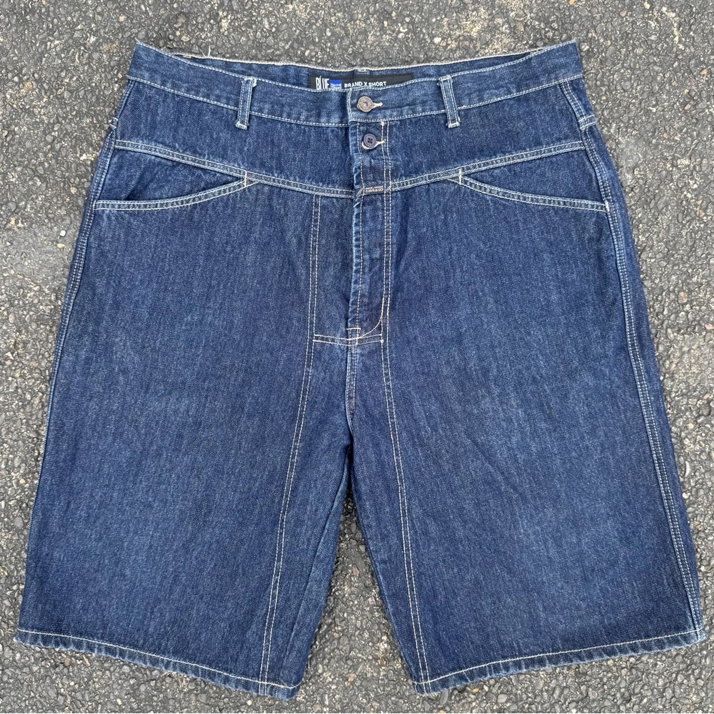 vtg Marithe Francois Girbaud Blue Brand X Authentic Fit jean shorts jorts 38